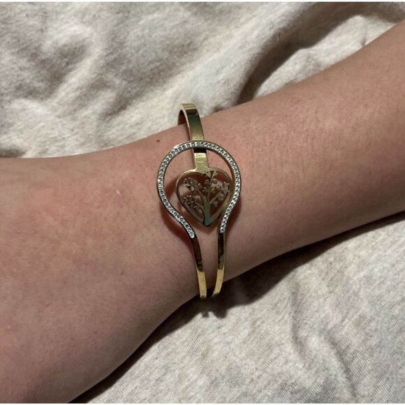 .	“Tree of Life 18k Gold Plated Stainless Steel CZ Bangle” ' - Picture 7 of 16